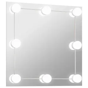 Berkfield Wall Mirror with LED Lights Square Glass