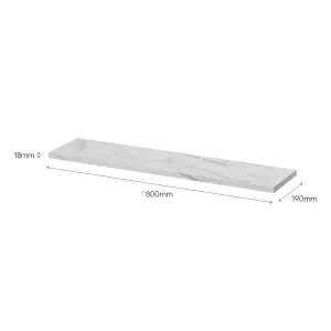 GoodHome Rigga Modular White marble effect Rectangular Floating shelf (L)80cm x (D)19cm