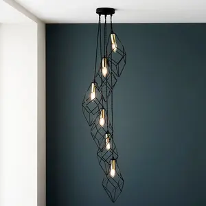 Luminosa Jaxon Plate Pendant Ceiling Lamp, Matt Black, Gold Effect Plate