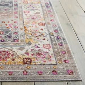 Grey Rug, Luxurious Floral Rug, Traditional  Rug, Stain-Resistant Persian Rug for Bedroom, & Dining Room-160cm X 230cm