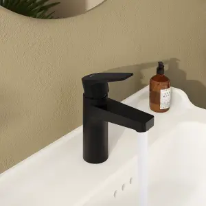 VitrA Flow Line Matt Black Square Basin Mixer