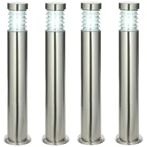 4 PACK Outdoor IP44 Bollard Light Marine Grade Steel Lamp Post Garden Driveway