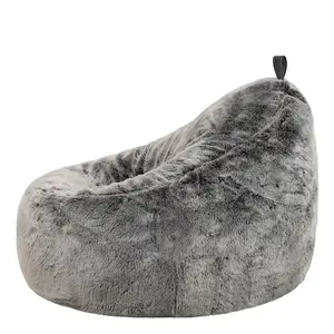 icon Cocoon Faux Fur Bean Bag Arctic Wolf Grey Bean Bag Chairs