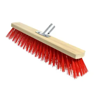 Heavy Duty Garden Broom Head, Outdoor 16" Synthetic Hard Bristle Sweeping Brush for Cleaning Gardens, Yards, Patios (Red)