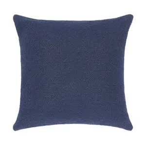 Woven Indoor Outdoor Washable Plain Cosy Cushion Navy - 45cm x 45cm