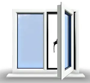 1195mm (W) x 1195mm (H) PVCu StormProof Casement Window - 1 RIGHT Opening Window -  Toughened Safety Glass - White