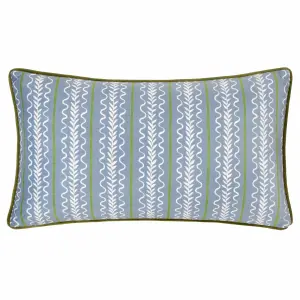 Wylder Albera Stripe Piped Velvet Feather Filled Cushion