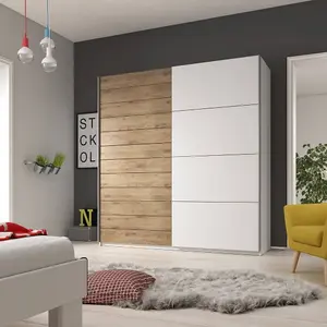 Sleek Beaufort Oak Sliding Door Wardrobe with Ample Storage - H2100mm W2000mm D610mm