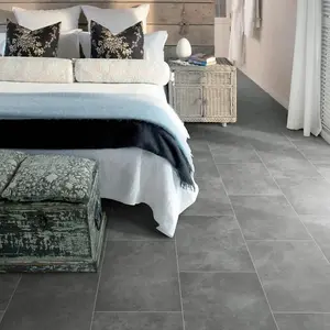 Grey Tile Effect Flooring, Contract Commercial Heavy-Duty Vinyl Flooring with 3.0mm Thickness-13m(42'7") X 3m(9'9")-39m²