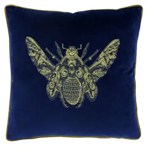 Paoletti Cerana Embroidered Velvet Polyester Filled Cushion