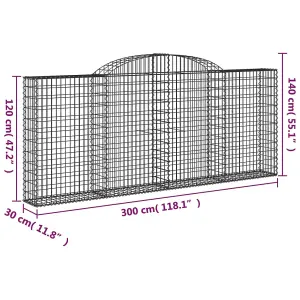 Berkfield Arched Gabion Baskets 7 pcs 300x30x120/140 cm Galvanised Iron