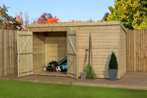 Empire 4000  Pent 12x4 pressure treated tongue and groove wooden garden shed double door left (12' x 4' / 12ft x 4ft) (12x4)