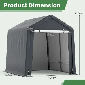 COSTWAY Garden Storage Shelter 240 x 195 cm Outdoor Motorcycle Bike Shed Garage Storage