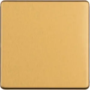 Single SCREWLESS SATIN BRASS Blanking Plate Round Edged Wall Box Hole Cover