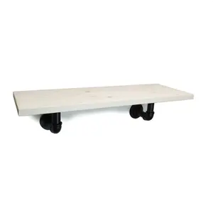 Solid Pine Rustical Shelf White Black Industrial Pipe Bracket 20x110cm