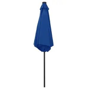 Berkfield Parasol with LED Lights and Aluminium Pole 270 cm Azure Blue