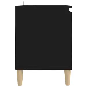 Berkfield TV Cabinet with Solid Wood Legs Black 103.5x35x50 cm