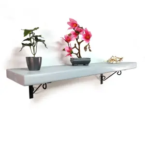 Wooden Rustic Shelf with Bracket WOP Black 170mm 7 inches Antique Grey Length of 130cm