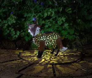 Solar Powered LED Fox Metal Silhouette Garden Animal Sculptures