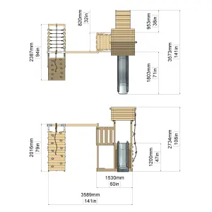 PolarPlay Balcony Tower Kids Wooden Climbing Frame with Swing and Slide - Climb & Swing Kory Rose