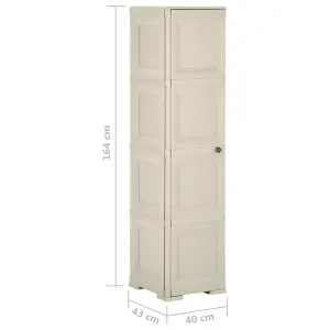 Berkfield Plastic Cabinet 40x43x164 cm Wood Design Cream