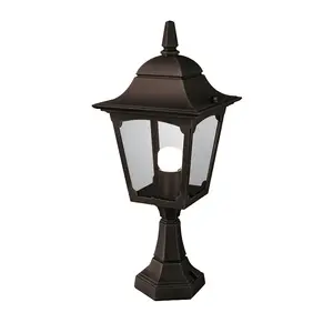 Elstead Chapel 1 Light Outdoor Pedestal Lantern Black IP44, E27