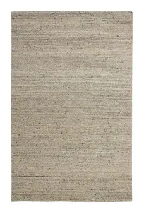 Modern Striped Easy to Clean Cream Wool Rug for Living Room & Bedroom-200cm X 285cm