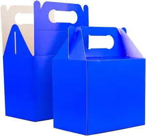 10Pcs Blue Colour Cardboard Lunch Takeaway Birthday Wedding Carry Meal Food Cake Party Box Childrens Loot Bags