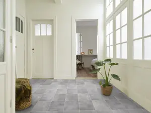 Grey Tile effect Vinyl Flooring 4m x 4m (16m2)