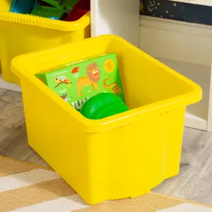 Wham 4x Stack & Store 24L Yellow Plastic Storage Boxes. Home, Office, Classroom, Playroom, Toys, Books. L42 x W32 x H25cm