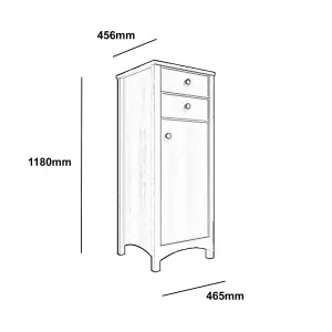 Exbury Tall White Ash Woodgrain effect Single Freestanding Bathroom Cabinet with 2 Drawers (H)118cm (W)46.5cm