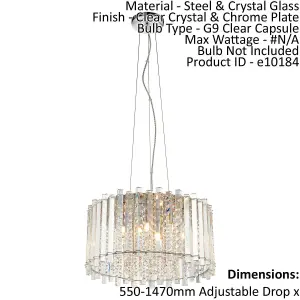 Ceiling Pendant Light Clear Crystal & Chrome Plate 5 x 28W G9 Dimmable