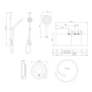 Aqualisa Optic Q Exposed valve Gravity-pumped Ceiling fed Smart Digital mixer 3-spray pattern Shower with head