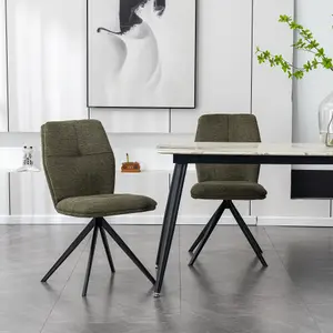 Luna Modern Fabric Dining Chair Padded Seat Metal Leg Kitchen 8 Pcs (Green)