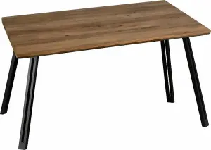 Quebec Straight Edge Dining Table in Oak Effect and Black