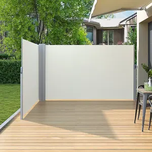 Outdoor Beige Retractable Garden Double Sided Awning  Waterproof Sunshade Privacy Panel Gazebo Sidewall Panels  600 x 180 cm