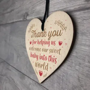 Red Ocean Handmade Wooden Heart Plaque Gift For Midwife Midwives Nurse Newborn Baby Thank You Gift