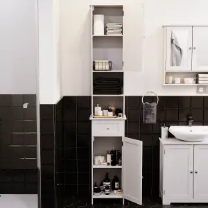 Bath Vida Priano White 2 Door Tall Bathroom Cabinet With Mirror