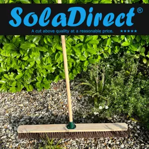 36-Inch Bassine Broom - Extra-Wide Head Heavy-Duty Broom with Wooden Handle - Ultimate Solution for Large Outdoor Areas, Patios