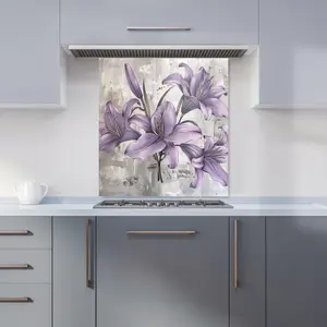 Purple Lilies In Bloom Kitchen Splashback