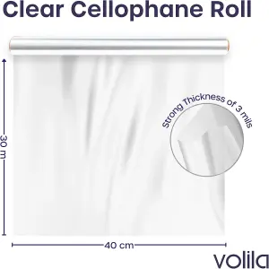 30m Christmas Cellophane Wrap Roll Clear Wrapping Paper for Hampers, Gift Baskets, Presents & Floral Bouquets