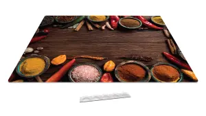 ALLboards Glass Chopping Board SPICES ORIENTAL Wood Plank 30x40cm Cutting Board Splashback Worktop Saver for Kitchen