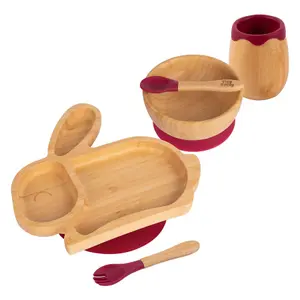 5pc Bamboo Rabbit Baby Weaning Set - Red