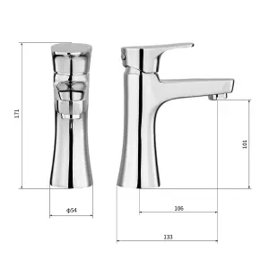 BATHWEST Bathroom Sink Taps, Basin Mixer Taps, Hot & Cold Water Mixing Tap, Chromed Brass