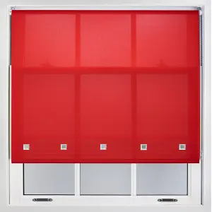 Furnished Daylight Roller Blind with Square Eyelets - Trimmable Red, 60cm x 210cm