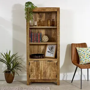 Surrey Bookcase with Doors - Solid Mango Wood - L40 x W70 x H165 cm