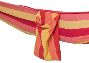 Primrose Red & Yellow Stripe Outdoor Garden Single Hammock with Travel Bag & Fittings Included