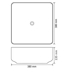 Berkfield Basin Ceramic Square Black 38x38x13.5 cm