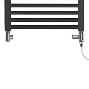 Bray Dual Fuel Heated Towel Rail, Straight, Black - W500 x H1500 mm