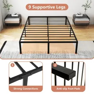 COSTWAY King/Double Size Metal Platform Bed Frame Noise-free Mattress Foundation